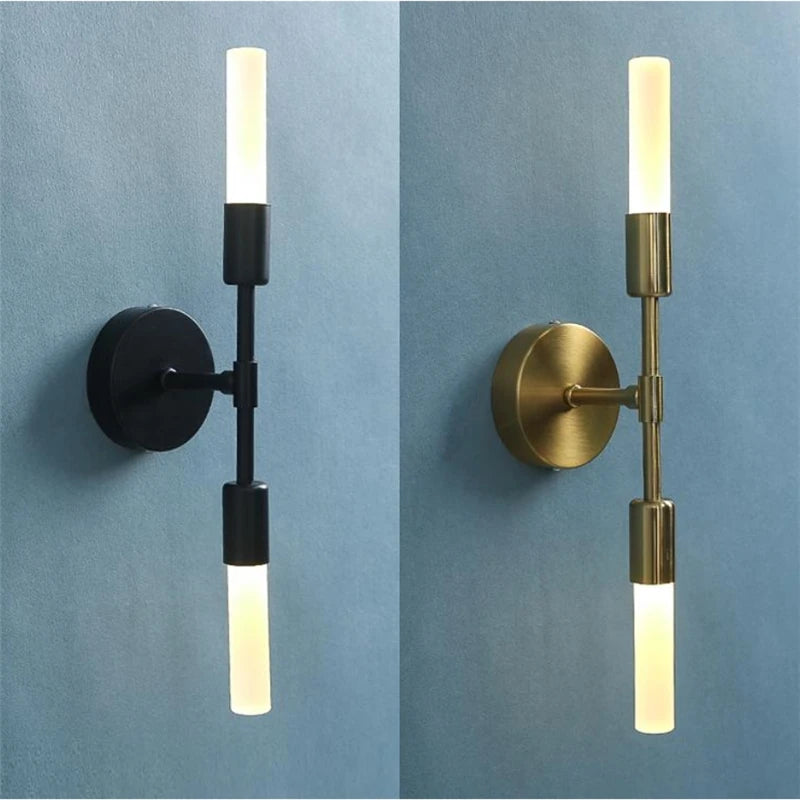 applique murale modernes minimalistes en verre 2 têtes