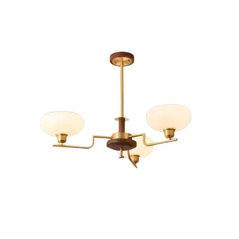 Walnut Wood Glass Brass, Wabi-sabi Modern Vintage style, chandelier lights for Living room, Bedroom, dining room, study - vue 7 sur 12