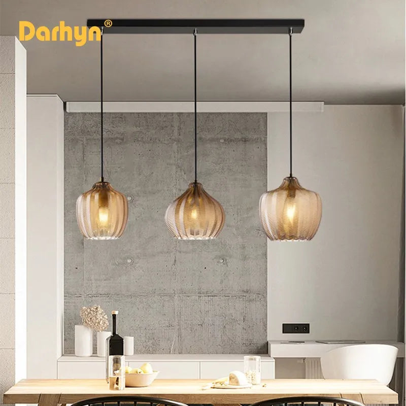 Lampe led suspendue verre design moderne - vue 6 sur 14