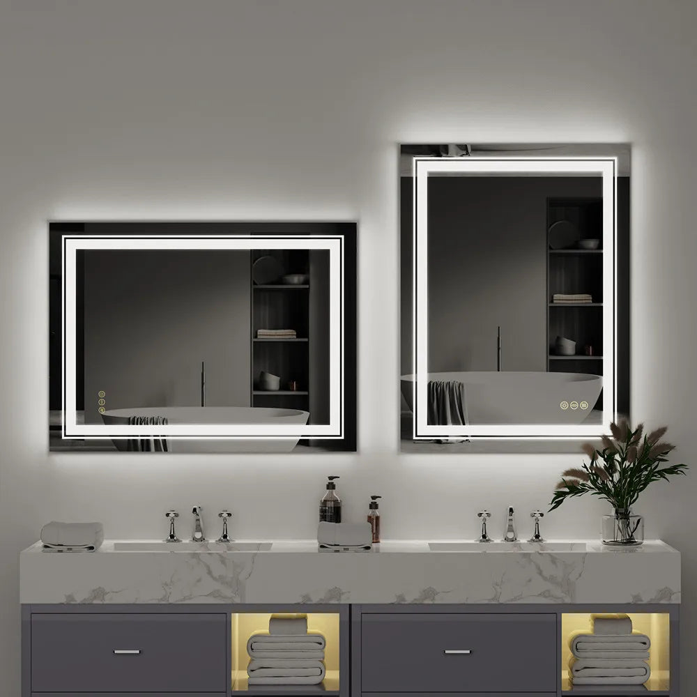 miroir LED de luxe en cristal transparent étanche à intensité variable - vue 9 sur 9