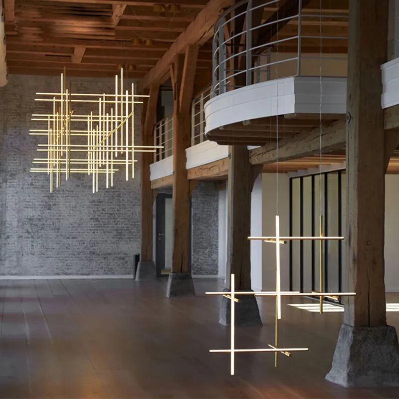 Plafonnier LED linéaire moderne italie lampe suspendue suspendue pour la décoration de l'hôtel lustre de salle à manger - vue 5 sur 15
