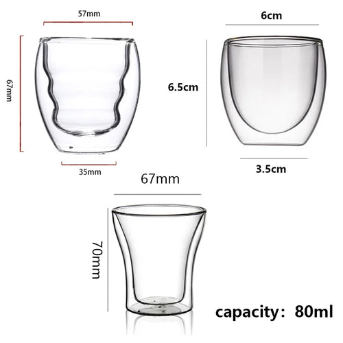 Tasses expresso double paroi verre 80ml ensemble isotherme