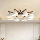 Plafonnier LED en bois avec ceinture en cuir
