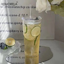 Gobelet verre rayé 600 ml avec couvercle paille