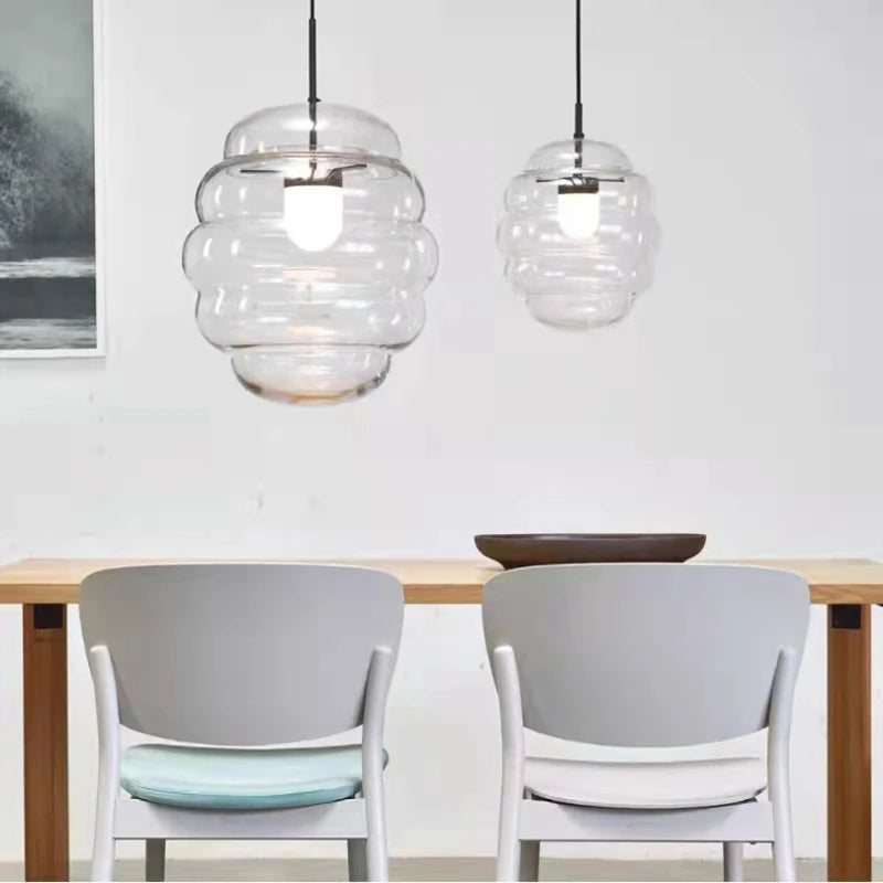 suspension en verre transparent pour restaurant avec fil réglable