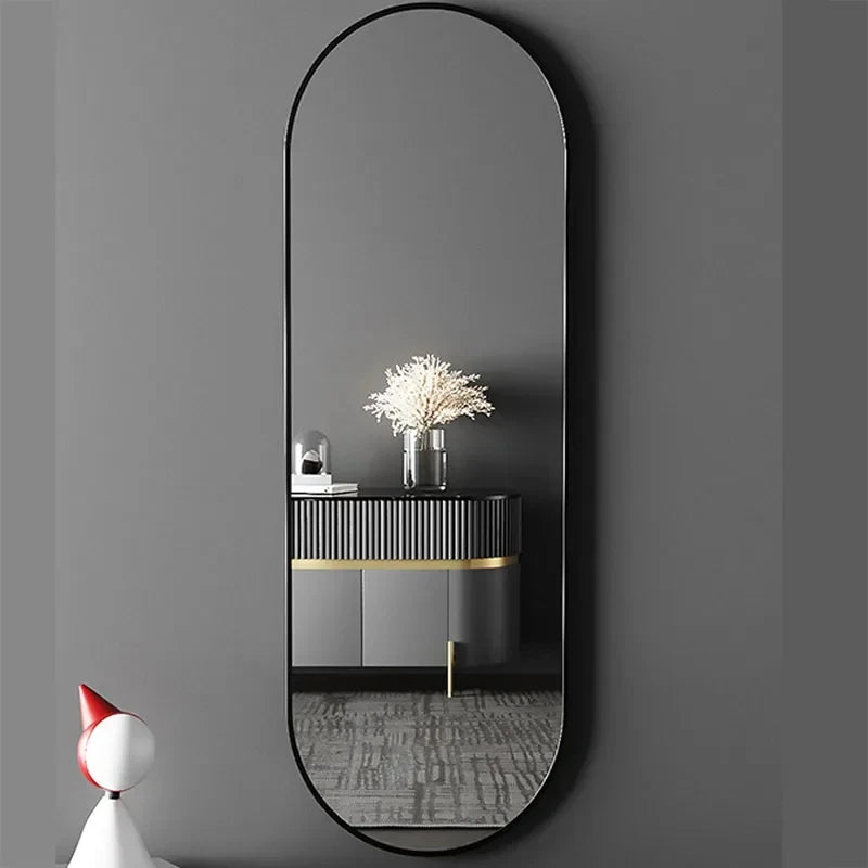 miroir de maquillage suspendu design ovale en métal pleine longueur - vue 6 sur 6