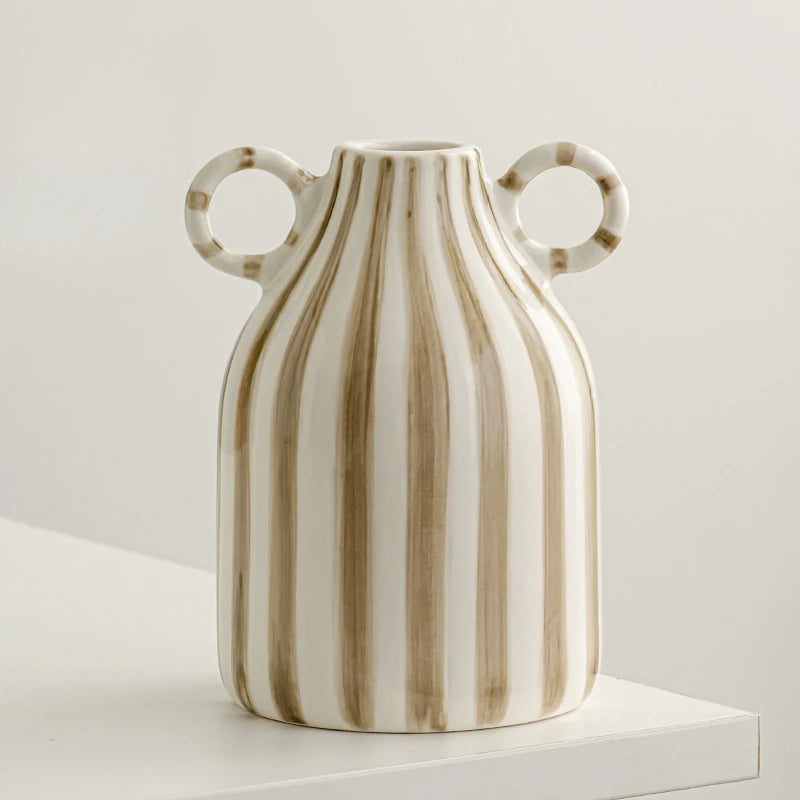 vase céramique rayé visage souriant ambiance mignonne décoratif - vue 9 sur 12