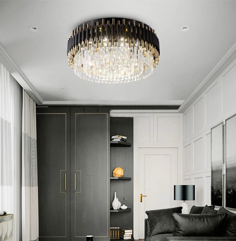lustre led moderne en cristal de luxe éclairage décoratif - vue 4 sur 9