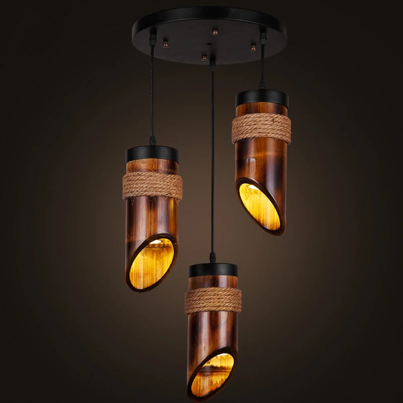 Style américain loft suspension lumière restaurant couloirs chinois Antique bambou corde art lampe suspendue pub magasin café lampes MJ710 - vue 4 sur 7