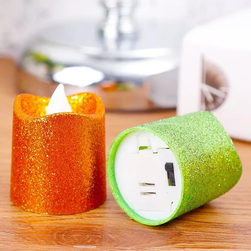 lot de 6 bougies à paillettes led pour déco romantique de fête - vue 6 sur 12
