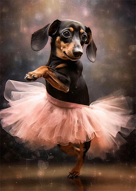 portraits de ballerine de chien art abstrait mural kawaii
