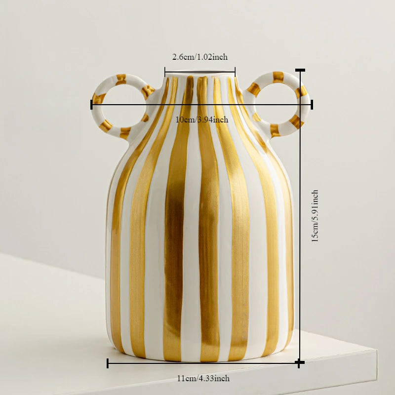 vase céramique rayé visage souriant ambiance mignonne décoratif - vue 8 sur 12