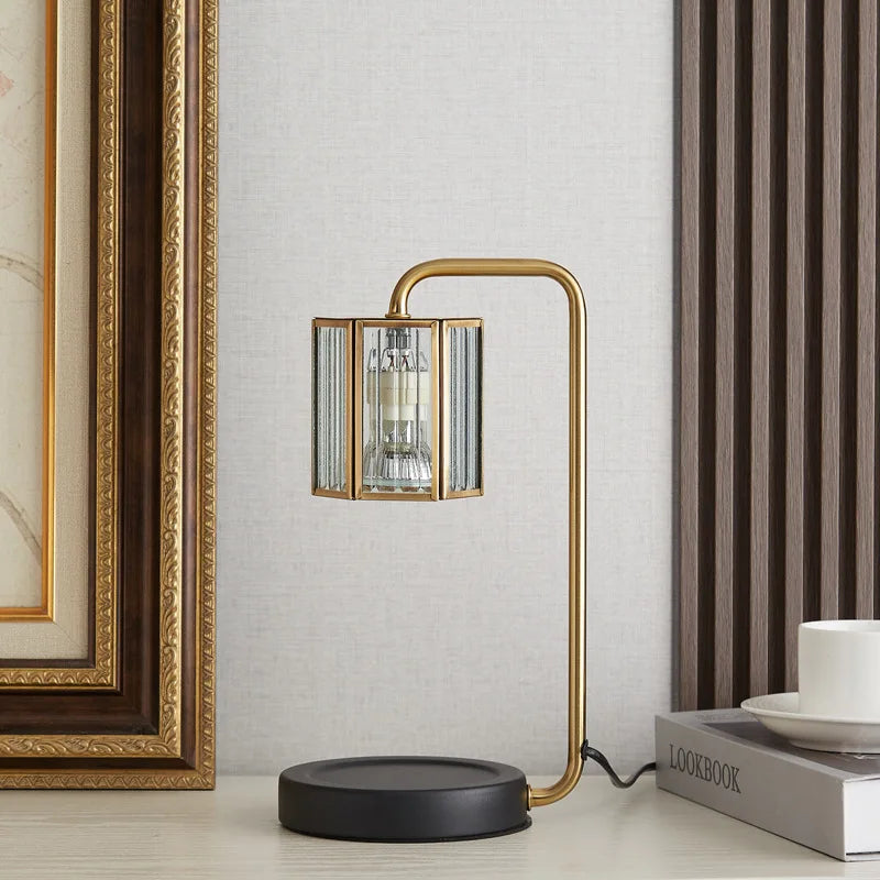 Lampe chauffe-bougie verre intensité variable minuterie lanterne 2 ampoules - vue 4 sur 6