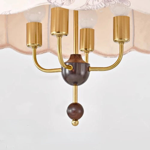 lustre médiéval français vintage en bois et tissu