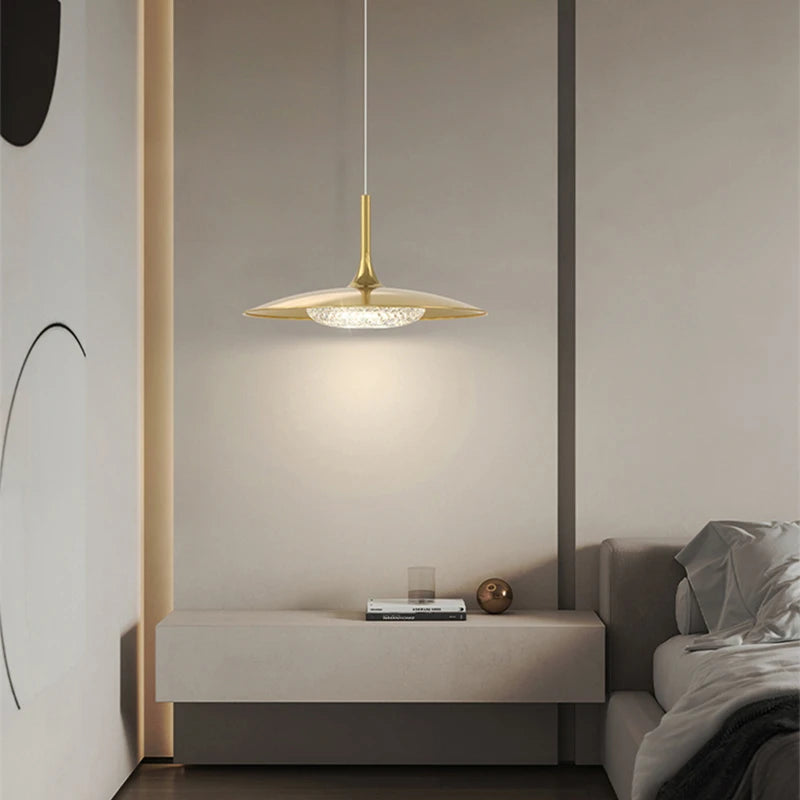 lustre moderne intérieur décor cuivre led suspension or - vue 5 sur 7