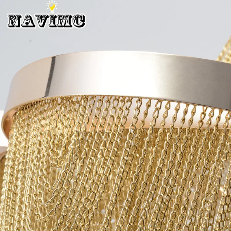 Lustres argentés modernes allumant le lustre de luxe de salon avec les lumières de gland en aluminium de chambre à coucher de frange d'or pour la cuisine - vue 9 sur 8