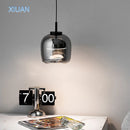 XIUAN Suspension en verre simple pour luminaires de chevet de chambre à coucher Éclairage de lustre en verre gris fumé dans le salon salle à manger