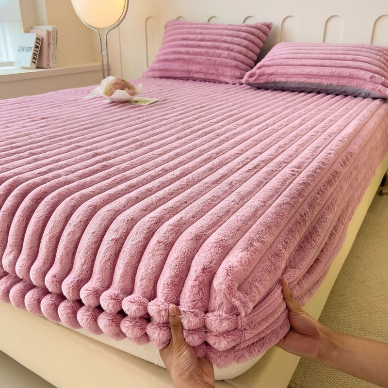 housse de matelas en velours chaud pour hiver doux et épais