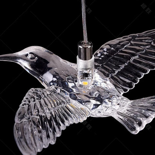 YOULAIKE oiseau design led lustre pour escalier de luxe salon suspendu luminaire couloir longue spirale acrylique lampes