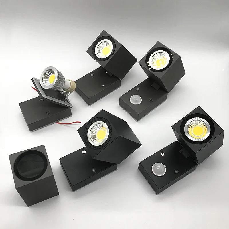 Applique murale LED pliante extérieure IP65 étanche jardin porche lumière GU10 COB cour extérieure applique murale luminaire 5W - vue 7 sur 9