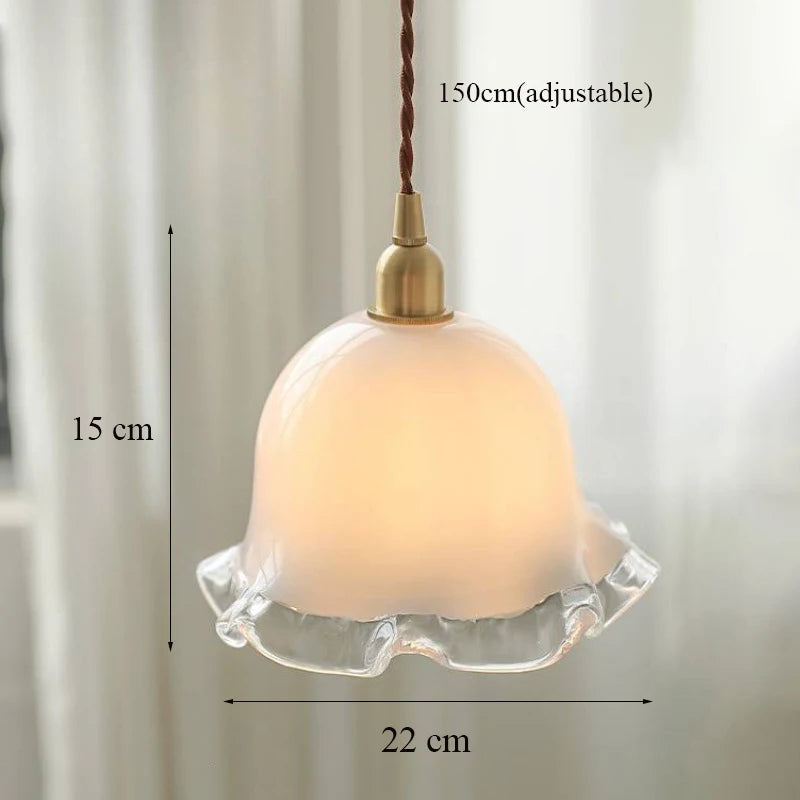 lustre vintage en verre design bourgeons de fleurs françaises - vue 7 sur 7