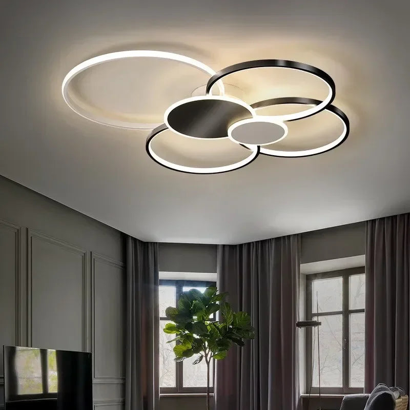 Plafonnier Anneau moderne LED Simple variateur intelligent pour chambre à manger salon Hall éclairage intérieur