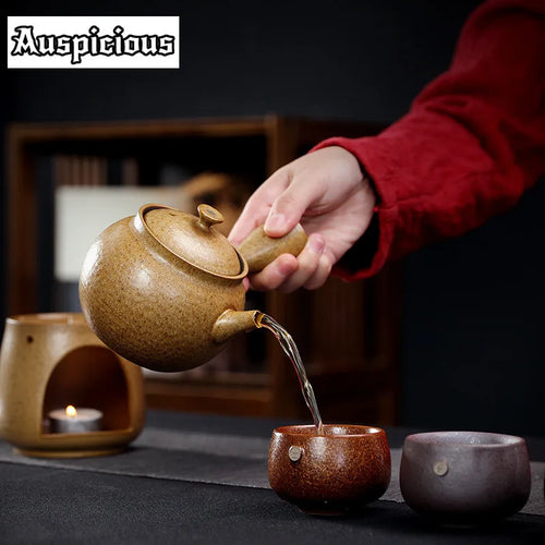 Theiere japonaise artisanale ceramique poignee laterale 150ml infuseur
