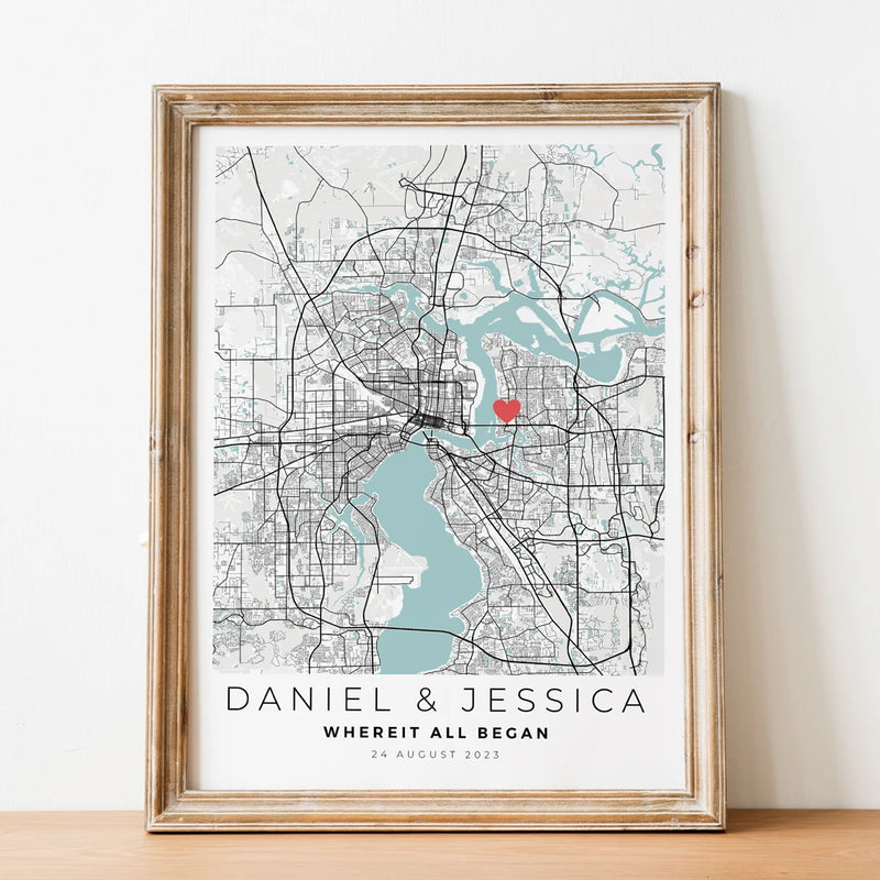 carte de ville personnalisée cadeau romantique pour lui