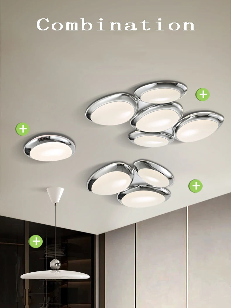 plafonnier led intelligent design moderne en forme de galets - vue 5 sur 9
