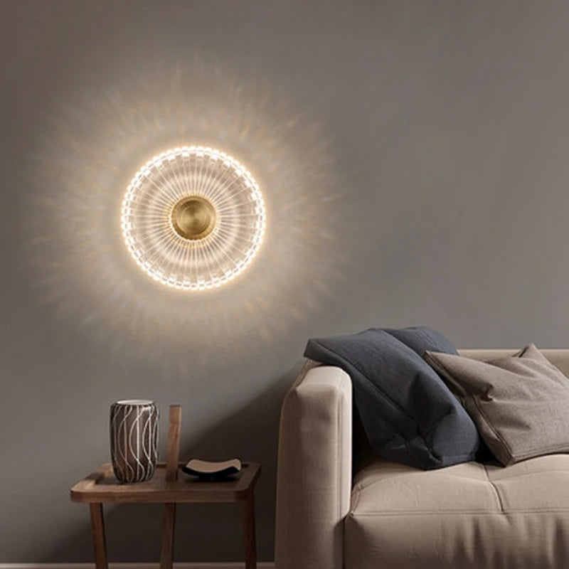 applique murale led en cuivre et acrylique décoration intérieure nordique - vue 5 sur 8