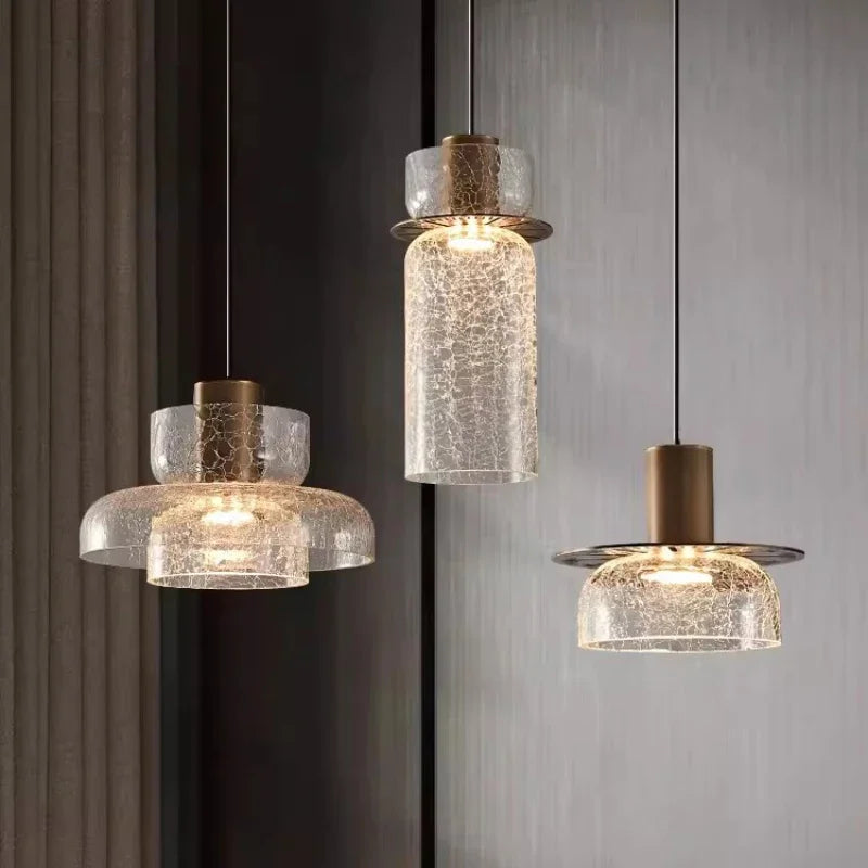 Lustre en verre craquelé design rétro pour intérieur moderne