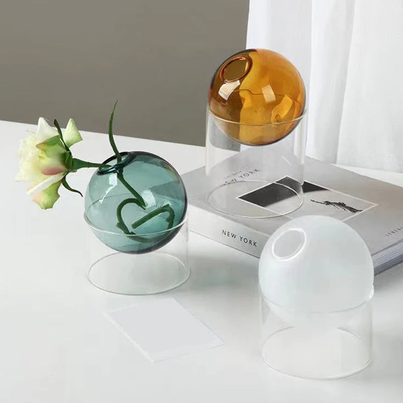 mini vase rond en verre pour décoration hydroponique écologique - vue 7 sur 18