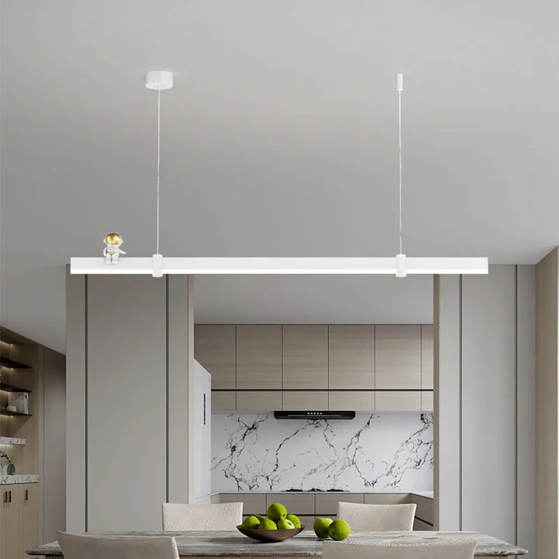 suspension led minimaliste moderne en acier brossé noir