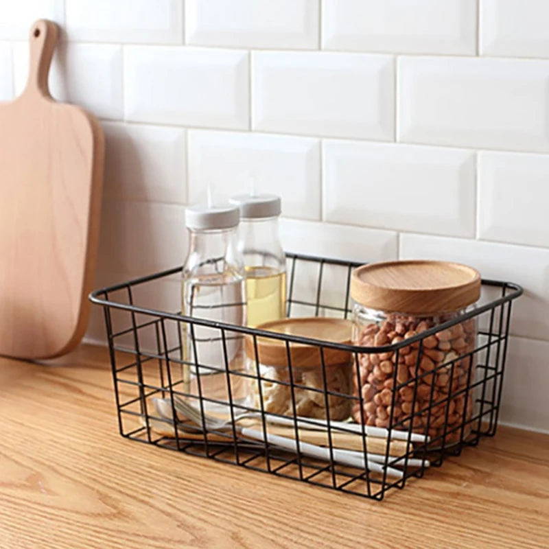 panier de rangement en métal pour organisation pratique et élégante - vue 5 sur 6