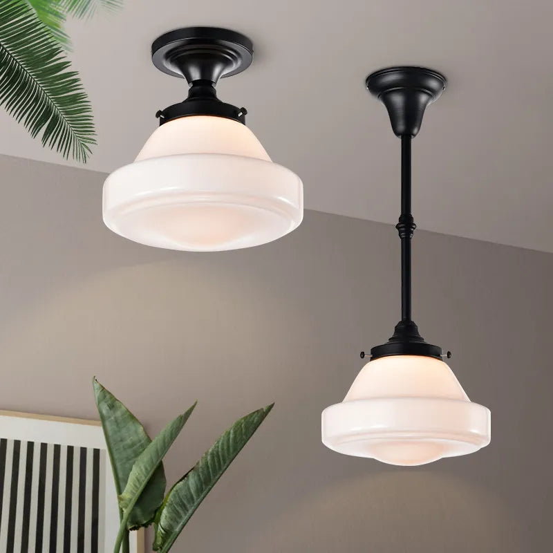 Plafonnier Vintage pour chambre à coucher cuisine salle d'étude lumière en verre noir lampe suspendue industrielle lampes de loft intérieur nordique - vue 2 sur 10