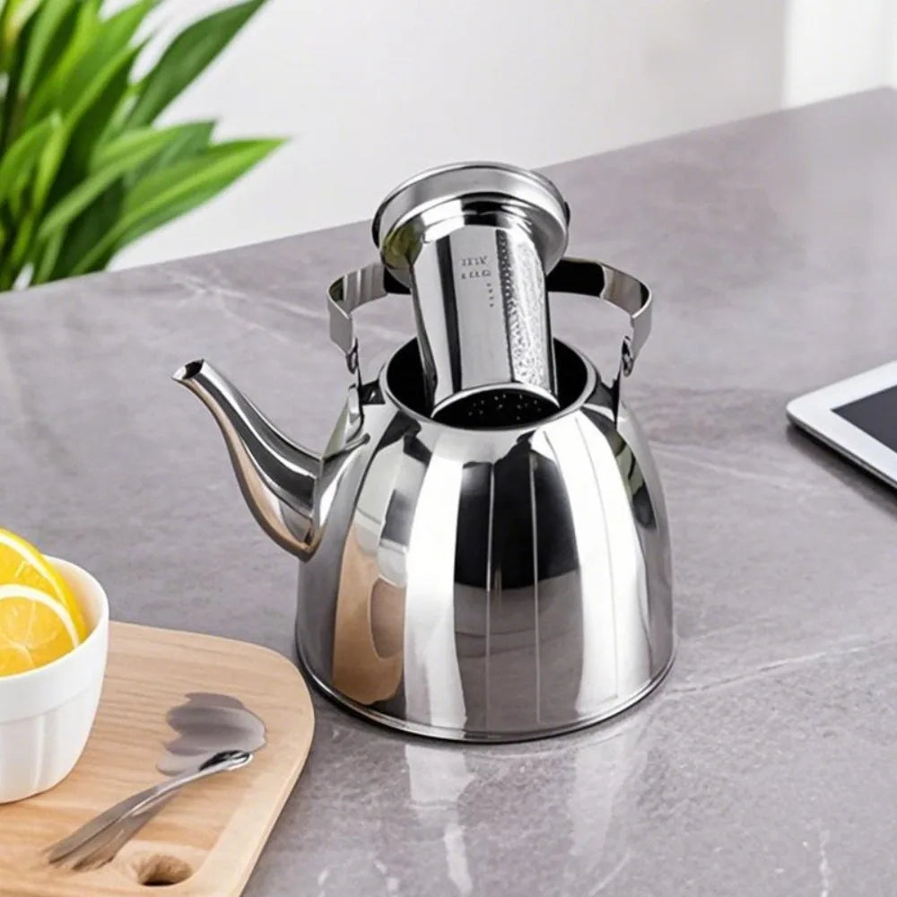 Bouilloire inox motif floral avec infuseur amovible - vue 5 sur 7