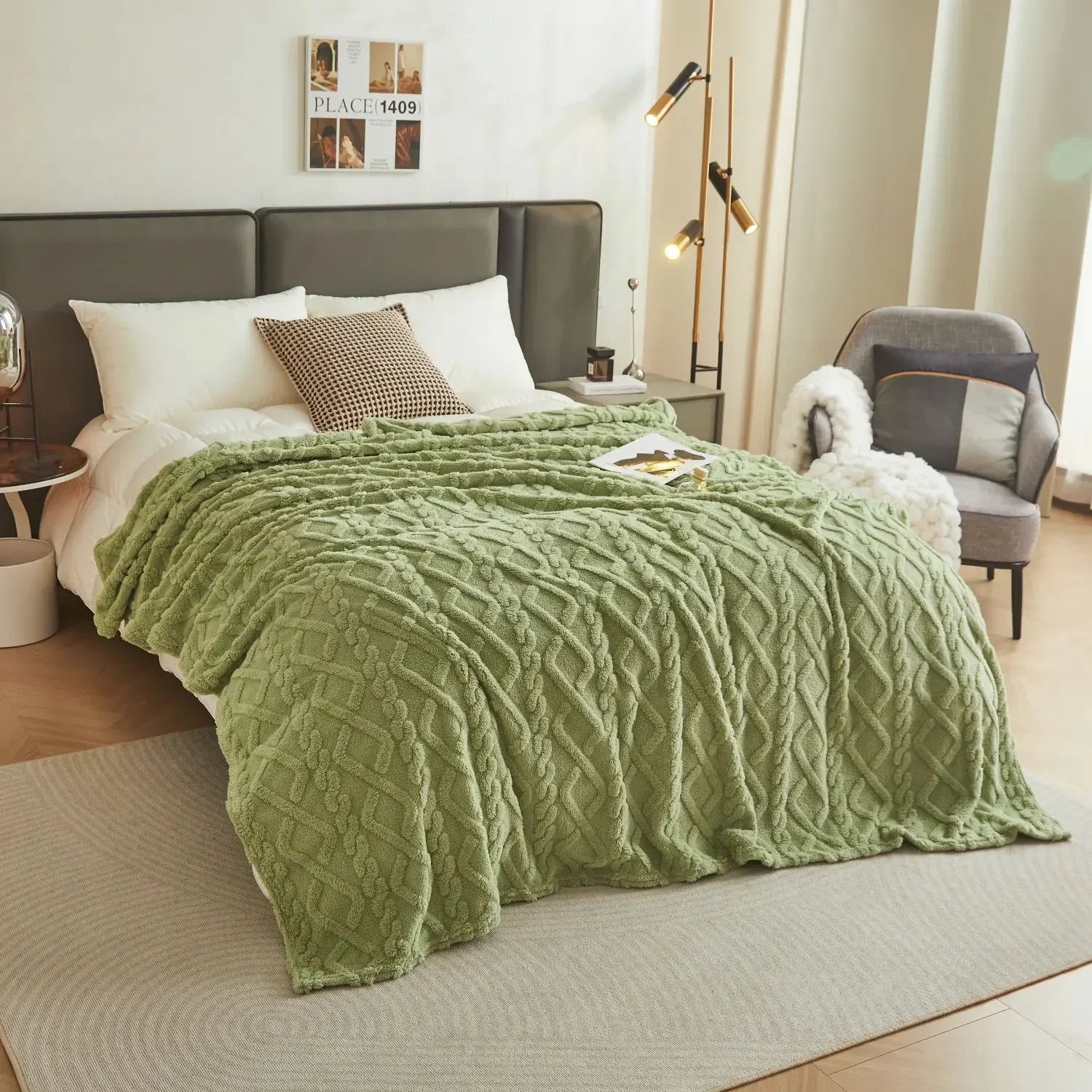 Plaid couverture flanelle polaire douce chaude salon lit - vue 3 sur 7