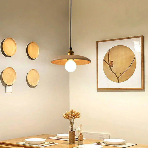 lustre moderne minimaliste en bois massif suspendu
