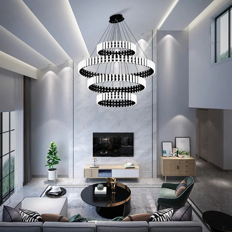 lustre à anneaux postmodernes duplex led design minimaliste intérieur
