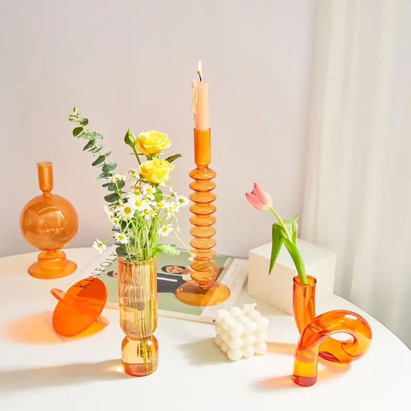 bougeoir conique en verre pour décoration intérieure festive - vue 6 sur 17
