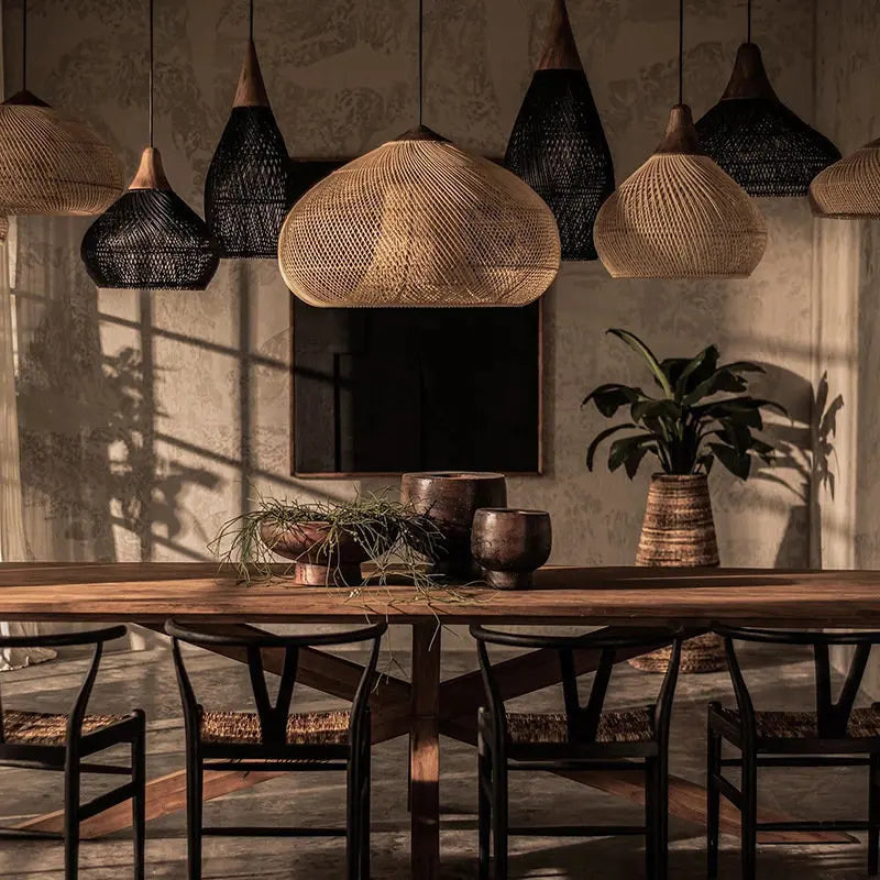 Suspension vintage d'Asie du Sud-Est Lampes en rotin de haute qualité Salle à manger Restaurant Cuisine Luminaires Loft Luminaires - vue 7 sur 27
