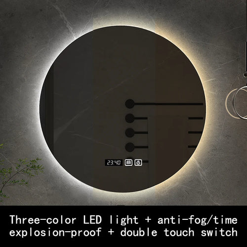 miroir rond avec rétroéclairage réglable et antibuée décoratif