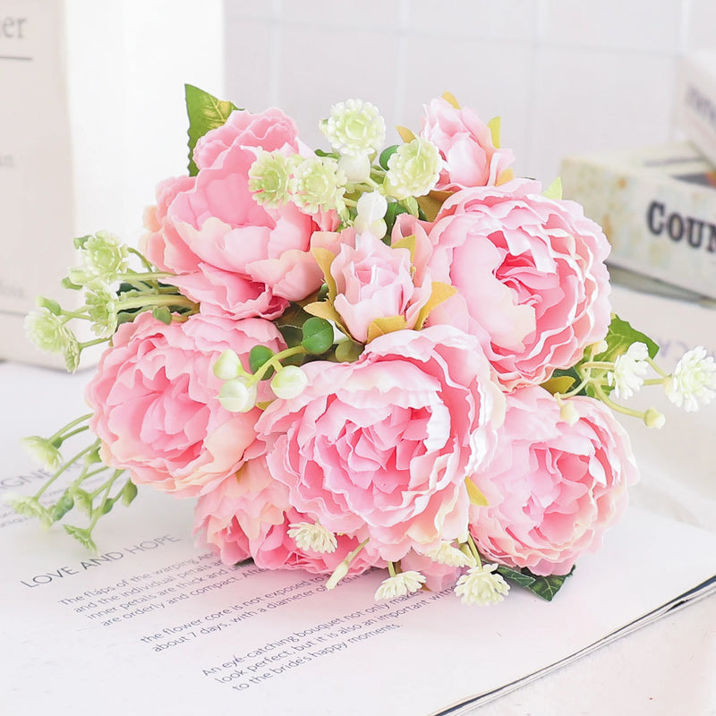 fleurs artificielles soie pivoine hortensia décoration mariage bouquet