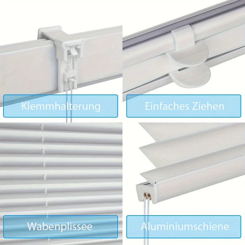 Store plissé occultant sans perçage pour fenêtre