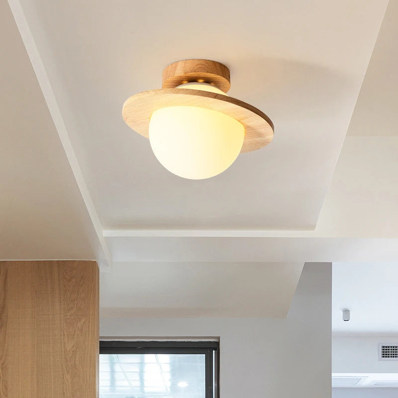 plafonnier led en bois massif design minimaliste moderne - vue 5 sur 8