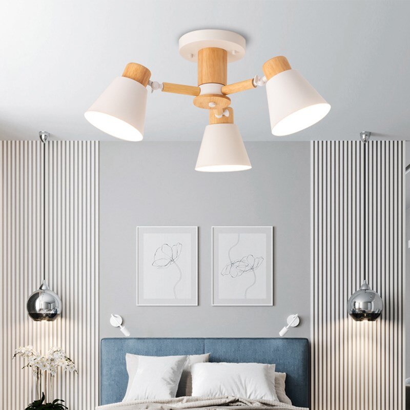 Lustre LED de bois massif nordique