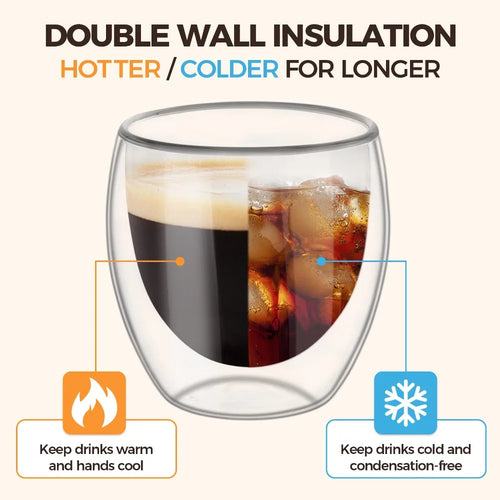 Tasses expresso verre double paroi isolante 80 450ml