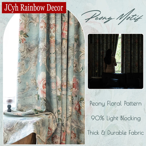 Rideau occultant floral style français pour chambre salon