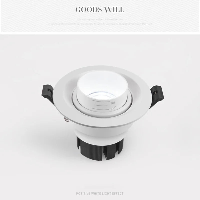Spot Zoom intégré dimmable encastré 15-60 degrés COB - vue 4 sur 8