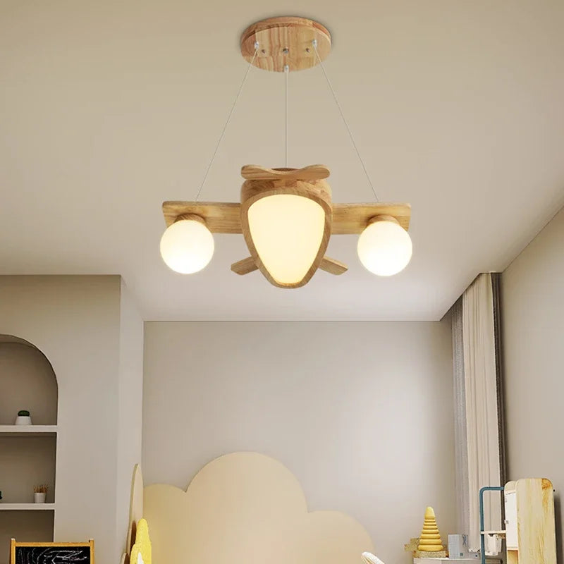 suspension en bois avion pour chambre d enfants - vue 4 sur 8